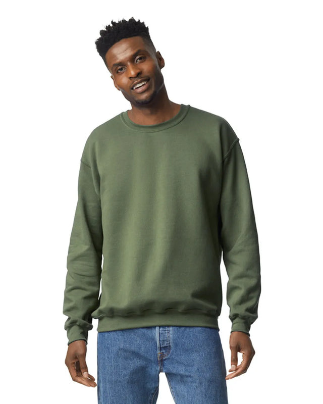 Gildan 18000 Heavy Blend Sweatshirt Fabric - Military Green, Classic Fit, Seamless Body (1 Unit)