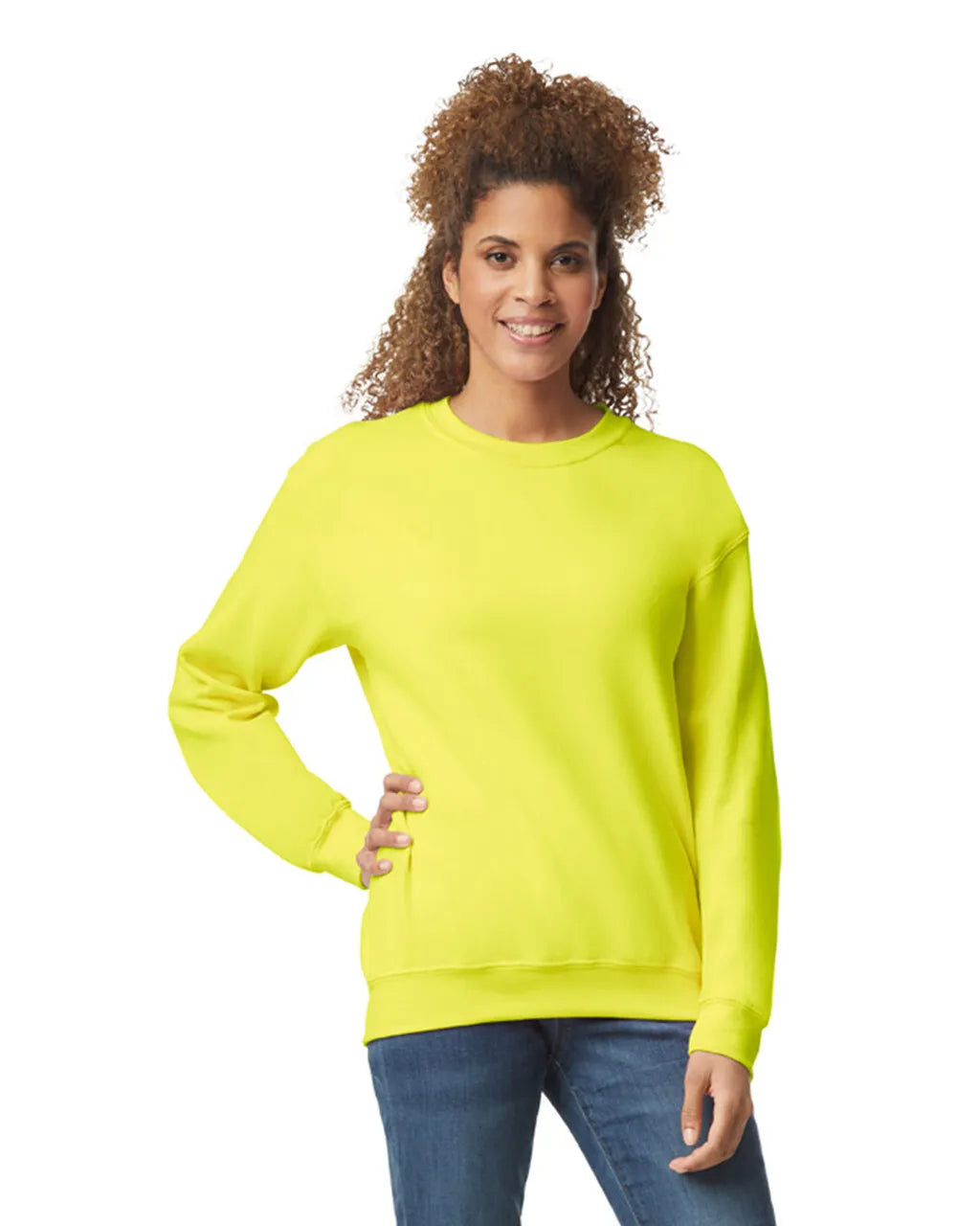 Gildan 18000 Heavy Blend Sweatshirt Fabric - Safety Green, Classic Fit, Seamless Body (1 Unit)
