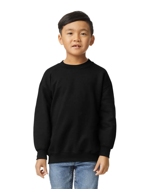 Gildan 18000B Youth Sweatshirt - Black Fleece Fabric - Black, Classic Fit, Seamless Body (1 Unit)