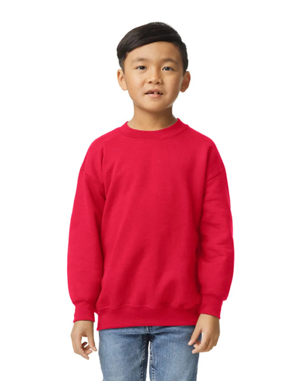 Gildan 18000B Youth Sweatshirt Fabric - Red, Classic Fit, Seamless Body (1 Unit)