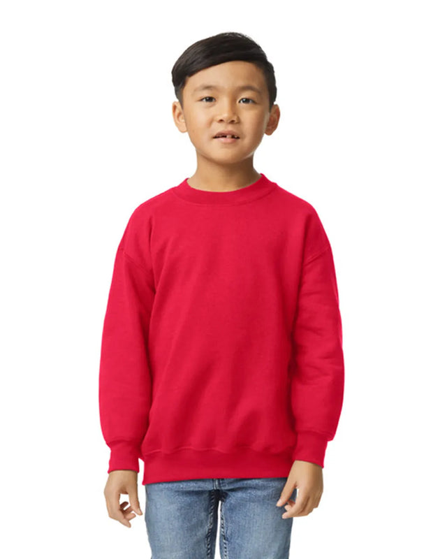 Gildan 18000B Youth Sweatshirt Fabric - Red, Classic Fit, Seamless Body (1 Unit)