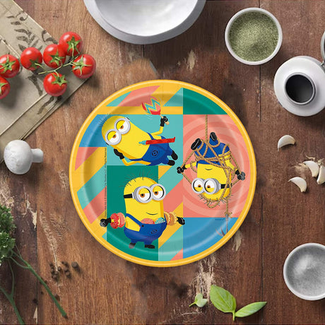8 Count Despicable Me Minions Paper Dessert Plates 6.75 Inch Disposable Party Tableware for Kids Birthday