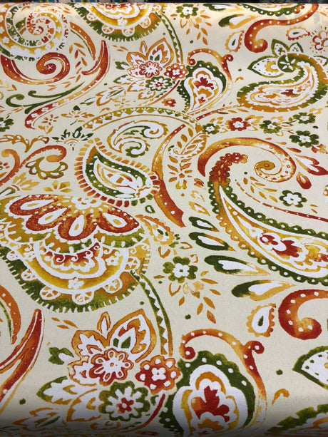 Swavelle Vermilya/Fredo Orange Grove Paisley Polyester Fabric - Orange Peach Rust Coral Paisley, 54" Width (1 Yard)