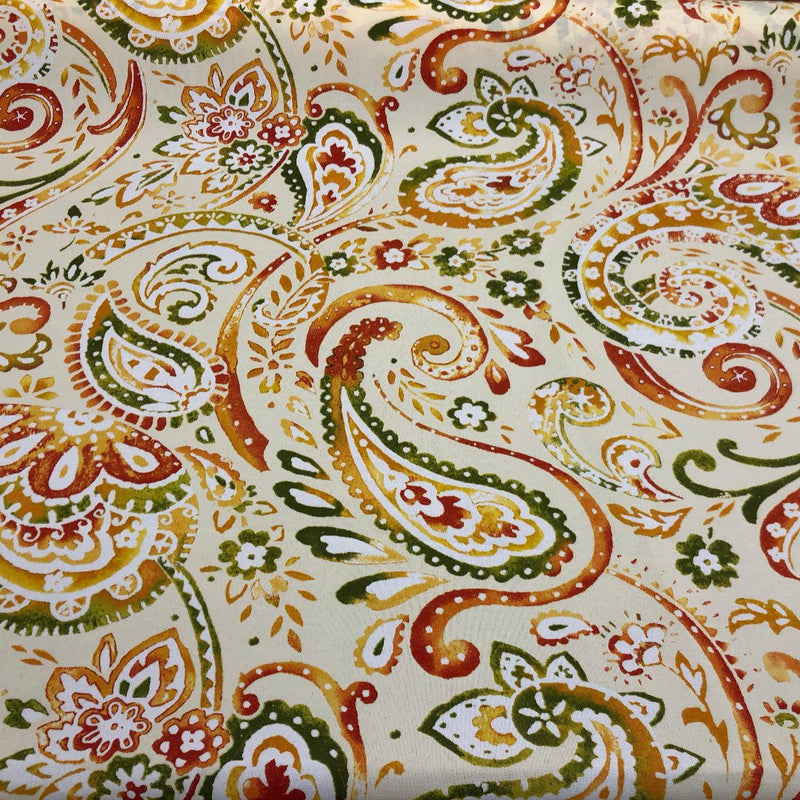 Swavelle Vermilya/Fredo Orange Grove Paisley Polyester Fabric - Orange Peach Rust Coral Paisley, 54" Width (1 Yard)