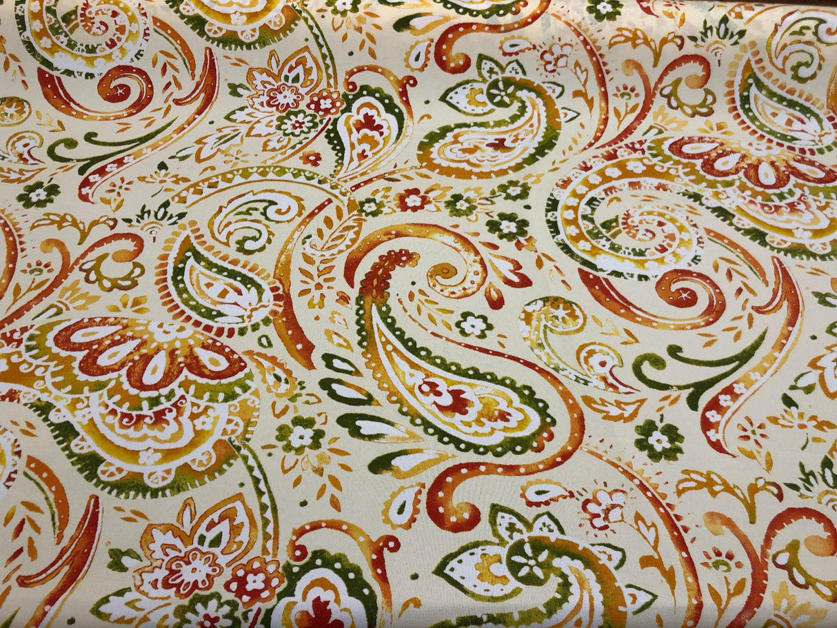 Swavelle Vermilya/Fredo Orange Grove Paisley Polyester Fabric - Orange Peach Rust Coral Paisley, 54" Width (1 Yard)