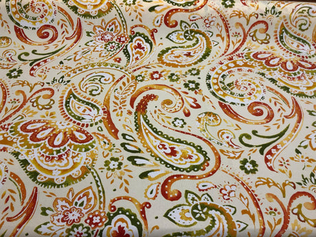Swavelle Vermilya/Fredo Orange Grove Paisley Polyester Fabric - Orange Peach Rust Coral Paisley, 54" Width (1 Yard)