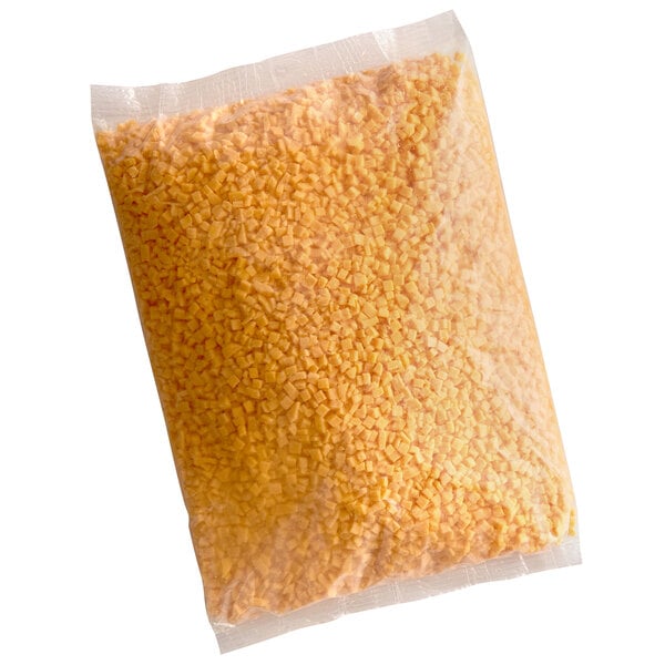 5 lb. High Temperature Diced Yellow Cheddar Cheese - 4/Case