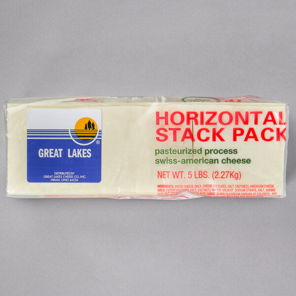 Great Lakes Pre-sliced Swiss American Cheese - 480/Case