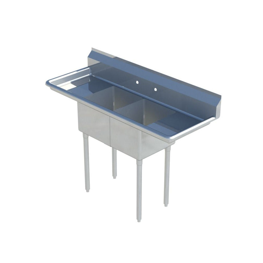 1821-2RL Two Compartment NSF Commercial Sink with Two Drainboards - Bowl Size 18 x 21