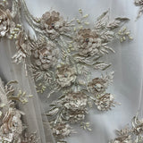Beaded 3D Floral Lace Fabric Lt. Blush with Silver 54"