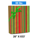 26"x 833' Striped Christmas Wrapping Papers for Bigger Gifts