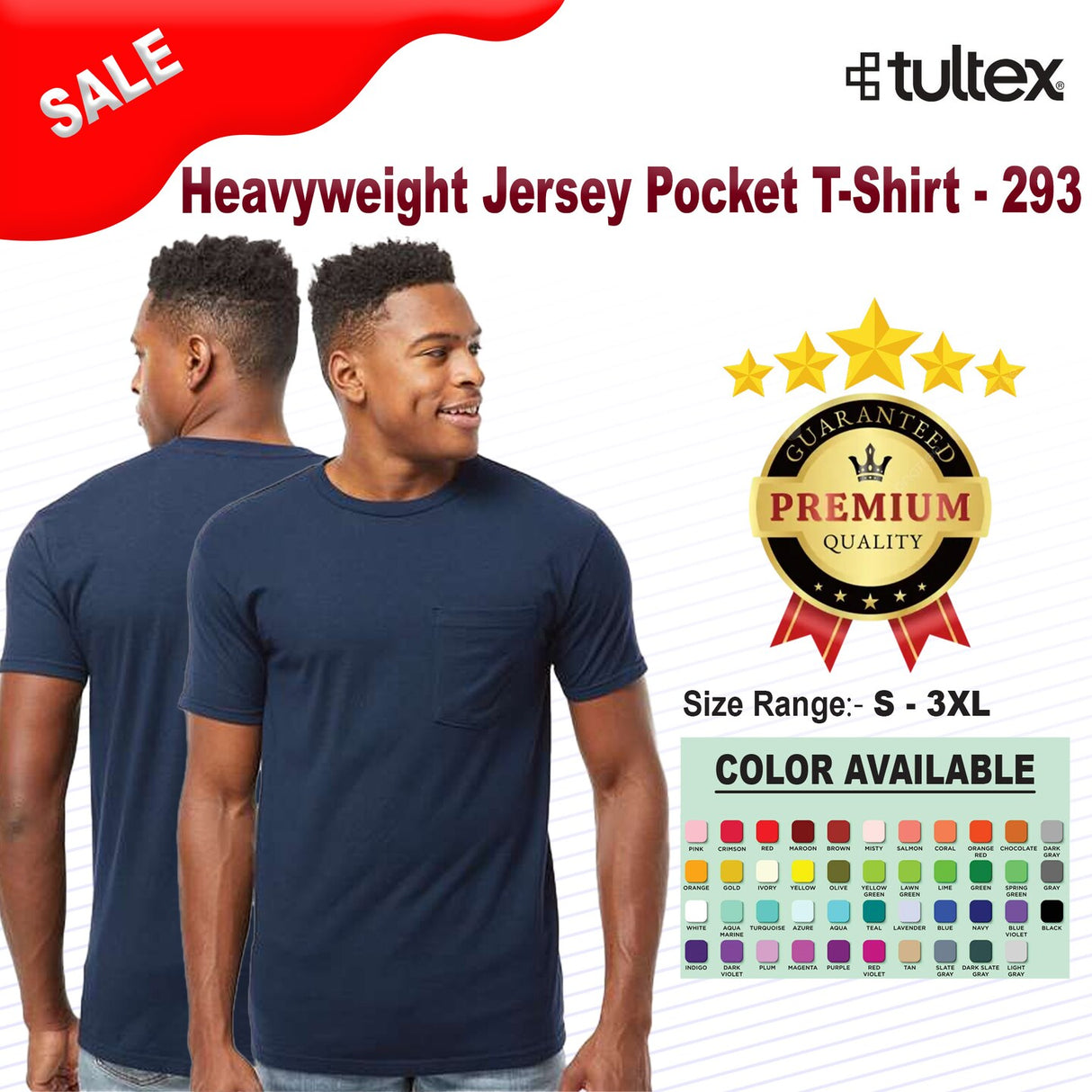 Tultex® Heavyweight Jersey Pocket Crewneck Short Sleeve T-Shirt