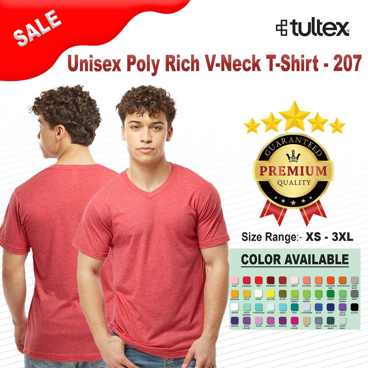 Tultex® Unisex Poly Rich Short Sleeve V-Neck T-Shirt
