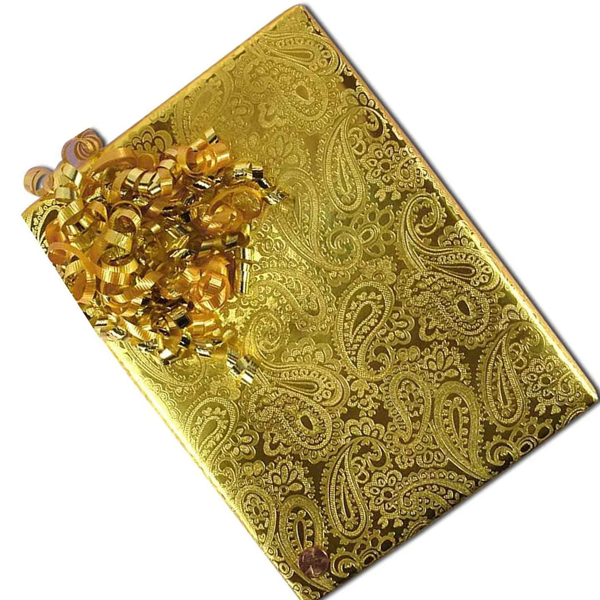 Gold Paisley Embossed Metallic Wrapping Paper 24" x 417" Roll