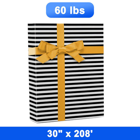Versatile Striped Gift Wrap 30" x 208' Roll 60 lbs
