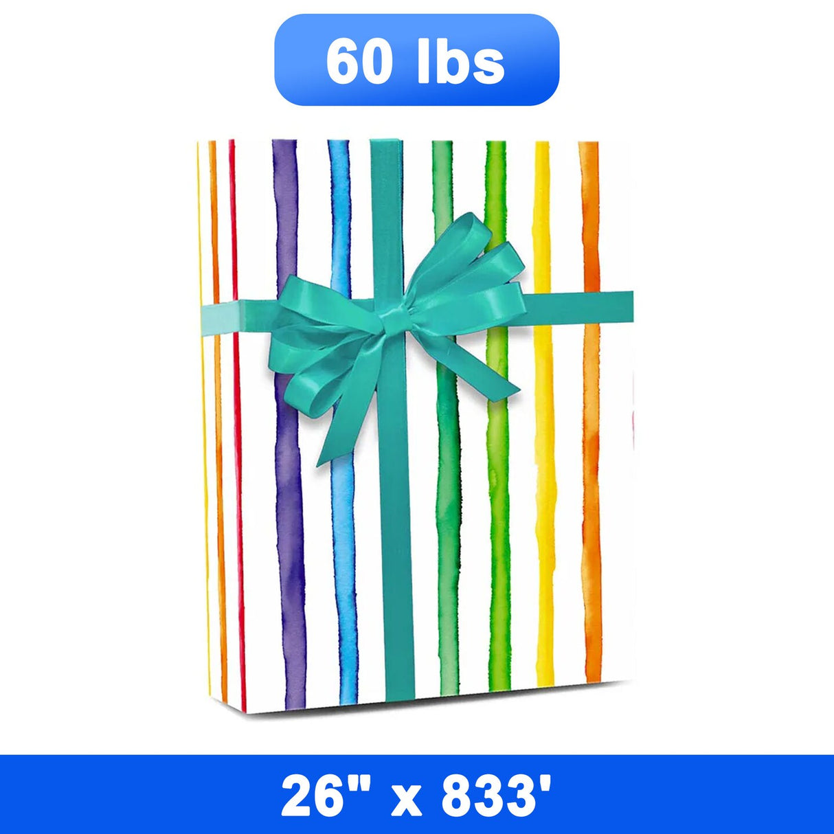 Striped Gift Wrap 26" x 833' Roll 60 lbs