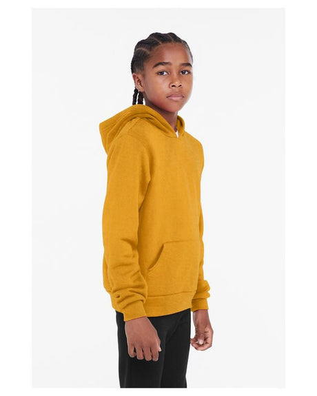 BELLA + CANVAS Bella + Canvas Youth Sponge Fleece Pullover Long Sleeve Hooded Sweatshirt in Hthr True Royal