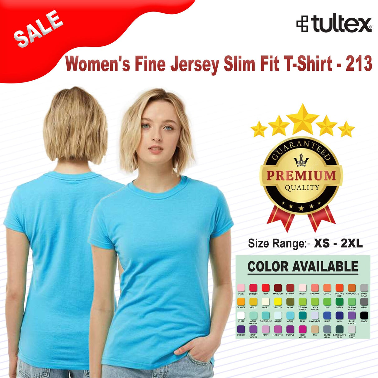 Tultex® Women's Fine Jersey Slim Fit Crewneck Short Sleeve T-Shirt