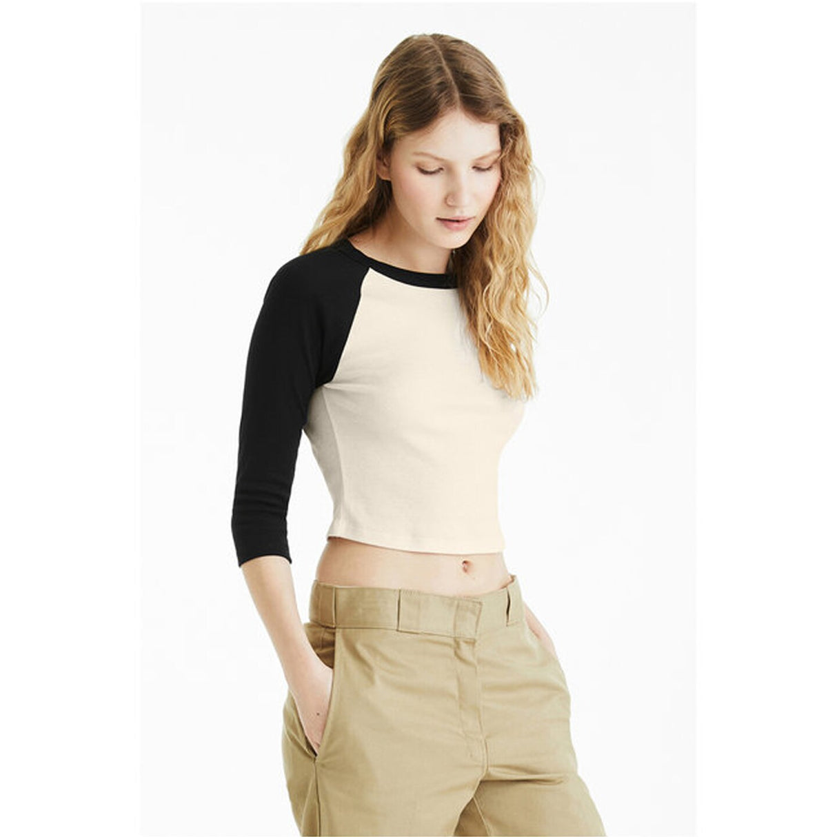 Bella + Canvas® Ladies Micro Ribbed Three Quarter Raglan Baby T Shirt