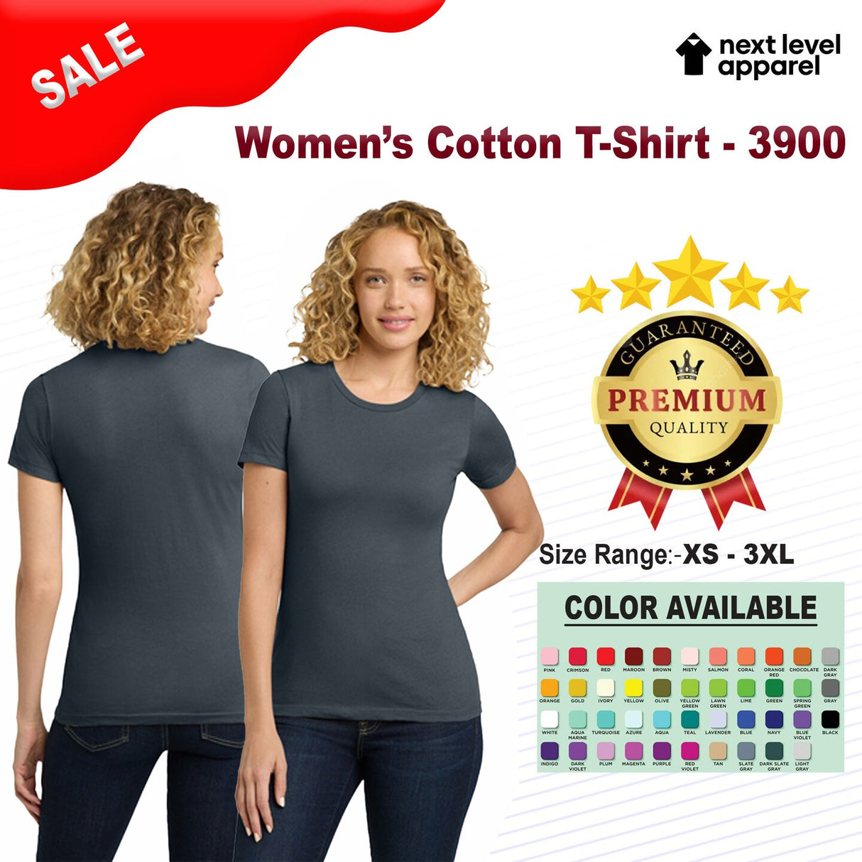 Next Level® Colors Women's Cotton Crewneck Short Sleeve T-Shirt