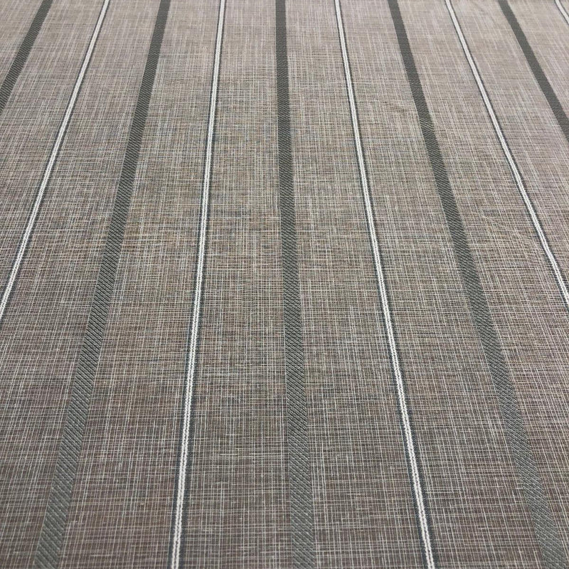P Kaufmann Glacier White Linen Look Sheer Iznik Stripe Polyester Fabric - White, Stripe, 118" Width (1 Yard)