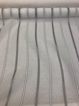 P Kaufmann Glacier White Linen Look Sheer Iznik Stripe Polyester Fabric - White, Stripe, 118" Width (1 Yard)