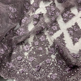 Beaded 3D Floral Lace Mesh