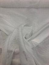 NFP Facade Blanco Polyester Fabric - White Batist Look Sheer, 118" Width, 2.00" H 3.50" V Repeat (1 Yard)