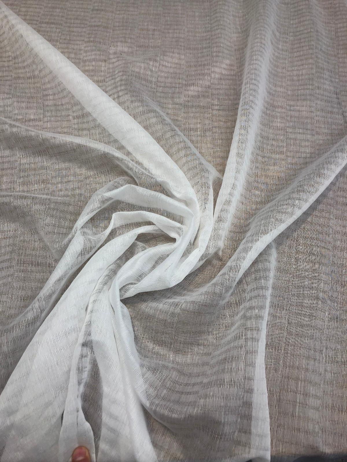 NFP Facade Blanco Polyester Fabric - White Batist Look Sheer, 118" Width, 2.00" H 3.50" V Repeat (1 Yard)