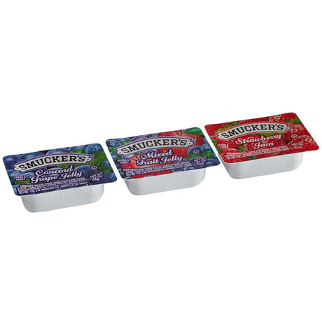 Smucker's Strawberry Jam, Concord Grape & Mixed Fruit Jelly .5 oz. Portion Cups - 200/Case