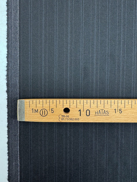 Italian Wool Tweed Striped Brown Blue