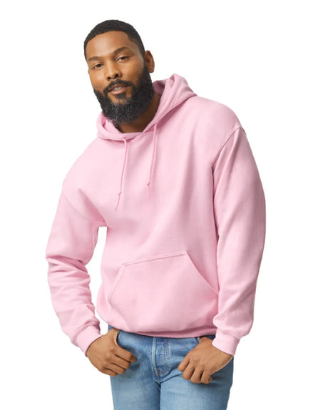 Gildan 18500 Pullover Hoodie Fabric - Light Pink, Classic Fit, Double-Lined Hood, Pouch Pocket (1 Piece)