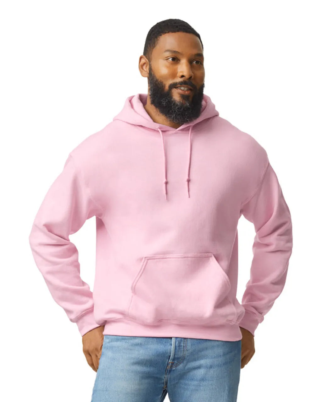 Gildan 18500 Pullover Hoodie Fabric - Light Pink, Classic Fit, Double-Lined Hood, Pouch Pocket (1 Piece)