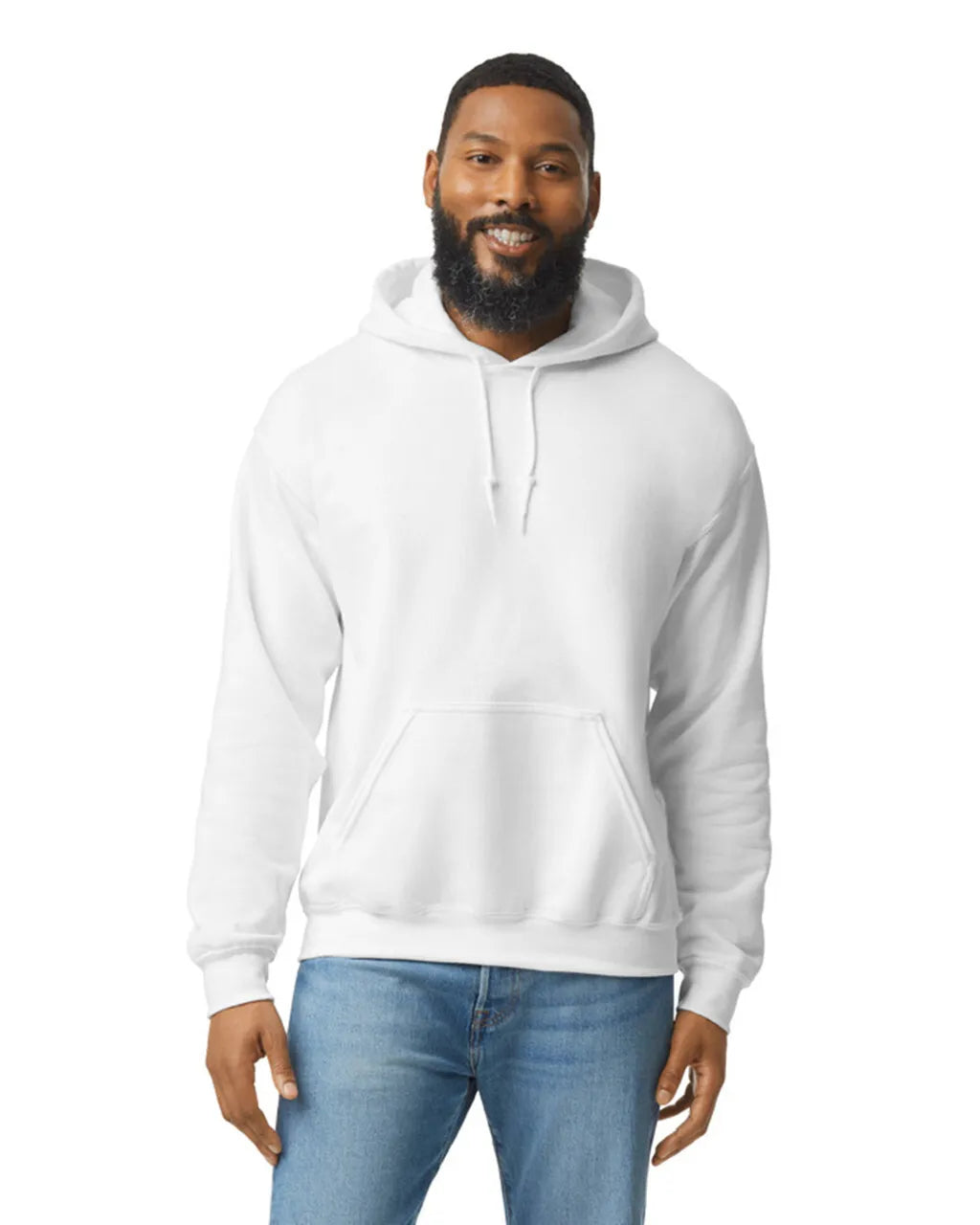 Gildan 18500 Pullover Hoodie Cotton Blend Fabric - White, Classic Fit, Double-Lined Hood (1 Hoodie)