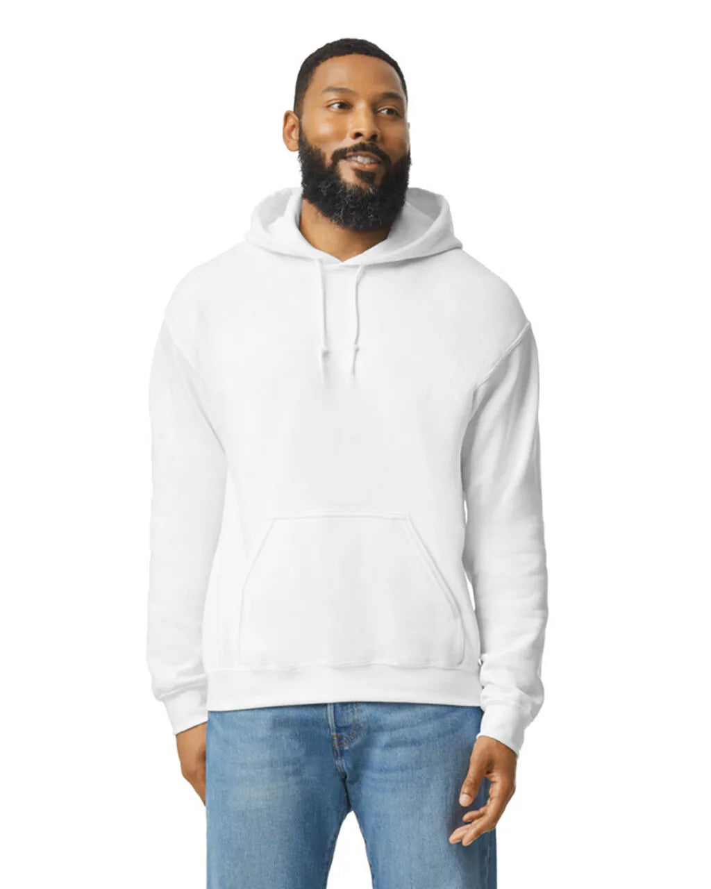 Gildan 18500 Pullover Hoodie Cotton Blend Fabric - White, Classic Fit, Double-Lined Hood (1 Hoodie)