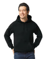 Gildan 18500 Pullover Hoodie - Black Cotton Blend Fabric - Black, Classic Fit, Double-Lined Hood, Pouch Pocket (1 Piece)