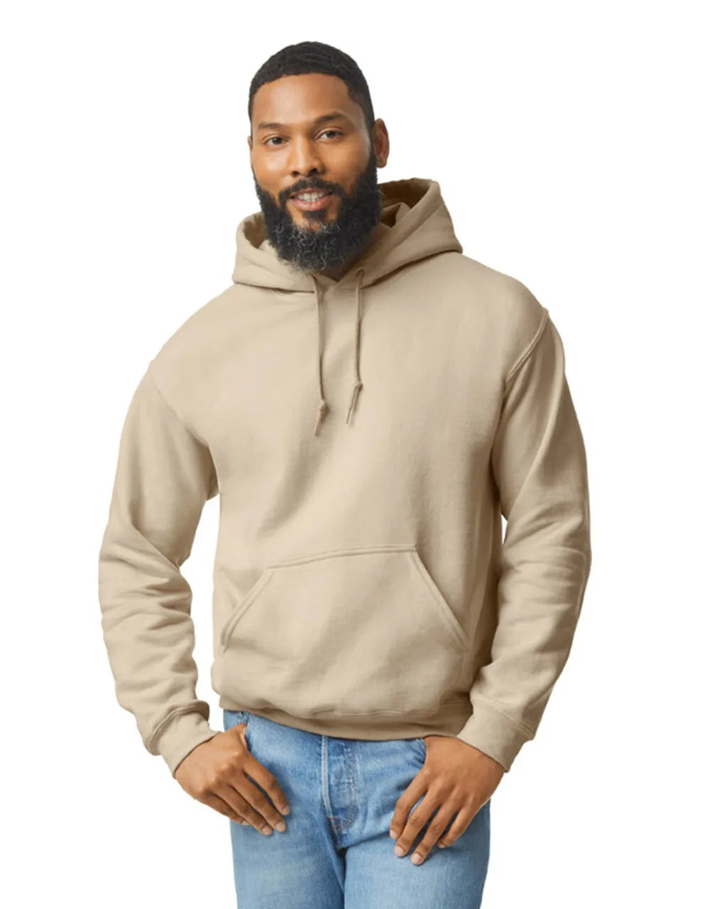 Gildan 18500 Pullover Hoodie Cotton Blend Fabric - Sand, Classic Fit, Double-Lined Hood (1 Piece)