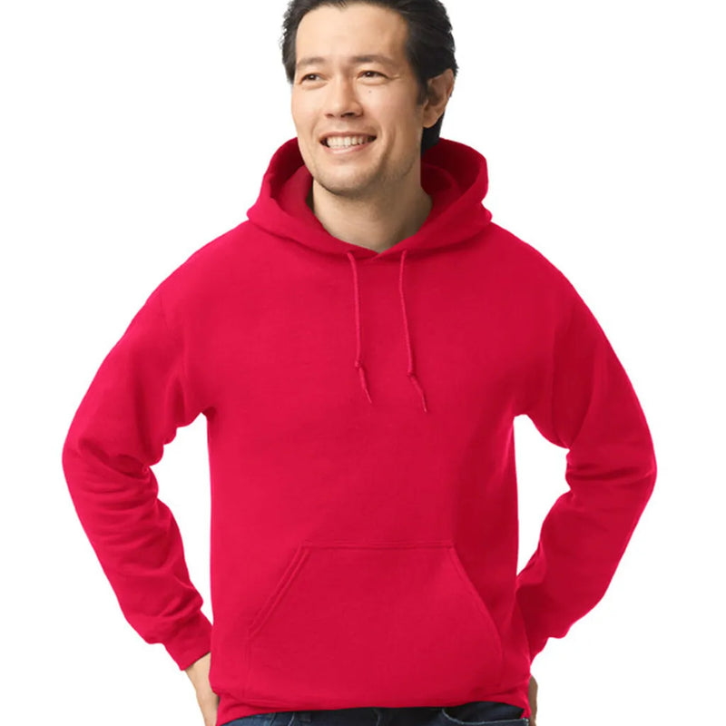 Gildan 18500 Pullover Hoodie - Red Cotton Blend Fabric - Red, Classic Fit, Double-Lined Hood (1 Piece)