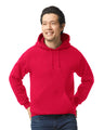 Gildan 18500 Pullover Hoodie - Red Cotton Blend Fabric - Red, Classic Fit, Double-Lined Hood (1 Piece)