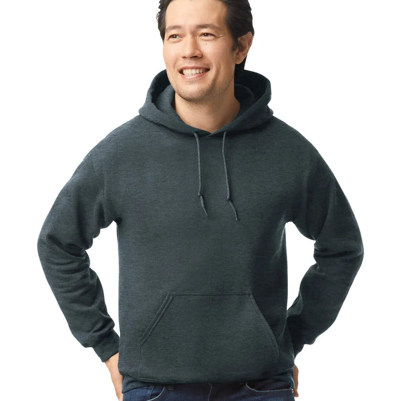 Gildan 18500 Pullover Hoodie - Cotton Blend Fabric - Dark Heather, Classic Fit, Double-Lined Hood (1 Unit)