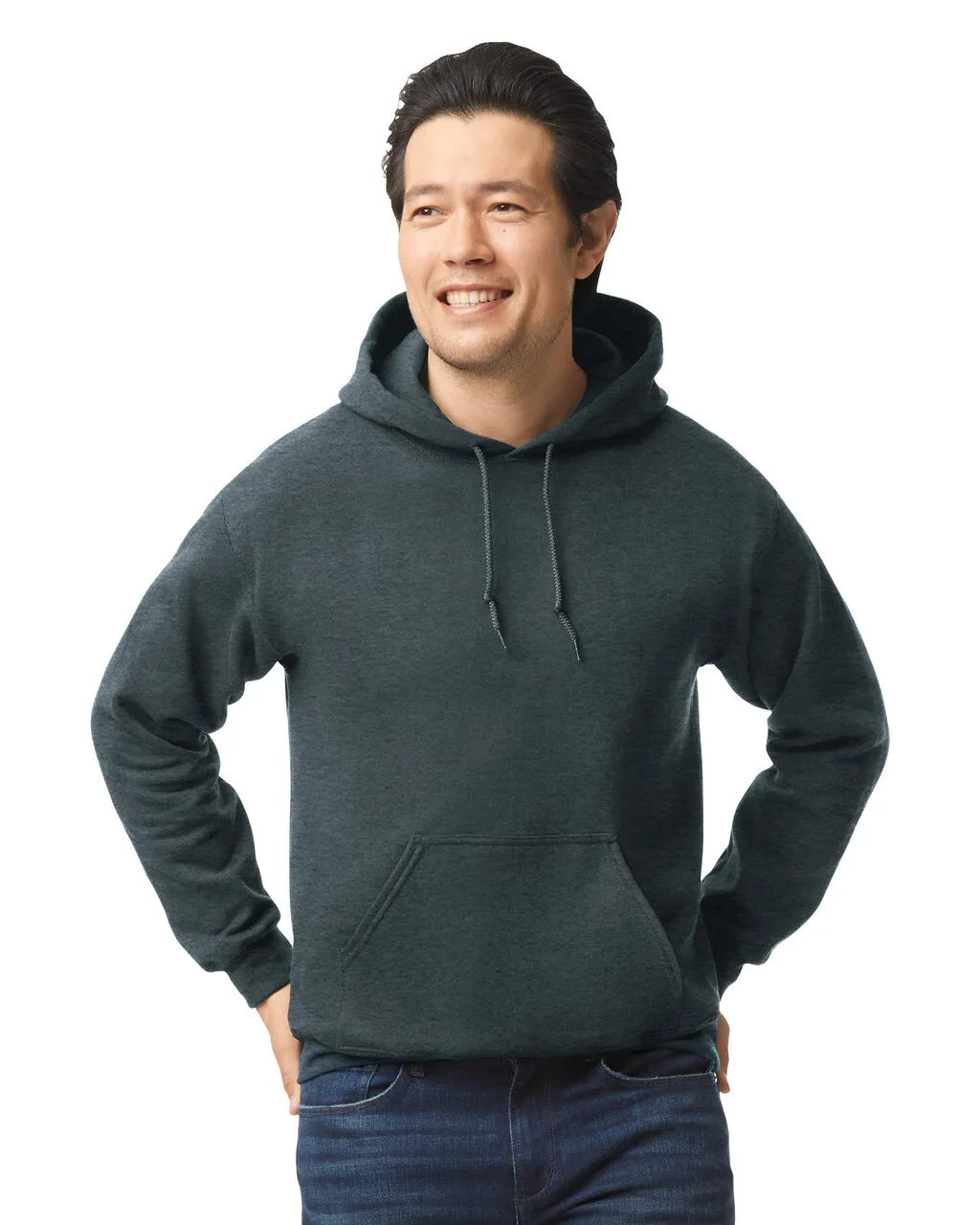 Gildan 18500 Pullover Hoodie - Cotton Blend Fabric - Dark Heather, Classic Fit, Double-Lined Hood (1 Unit)