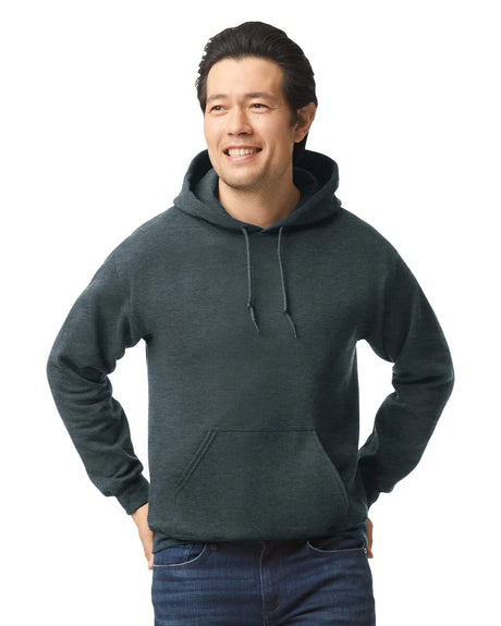 Gildan 18500 Pullover Hoodie - Cotton Blend Fabric - Dark Heather, Classic Fit, Double-Lined Hood (1 Unit)