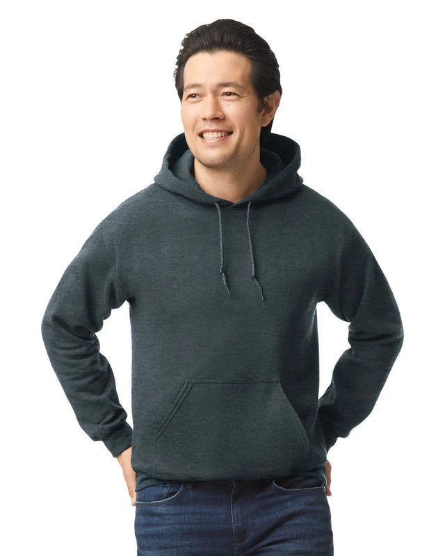 Gildan 18500 Pullover Hoodie - Cotton Blend Fabric - Dark Heather, Classic Fit, Double-Lined Hood (1 Unit)