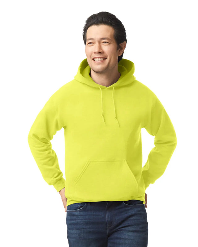 Gildan 18500 Pullover Hoodie Cotton Blend Fabric - Safety Green, Classic Fit, Double-Lined Hood, Pouch Pocket (1 Piece)