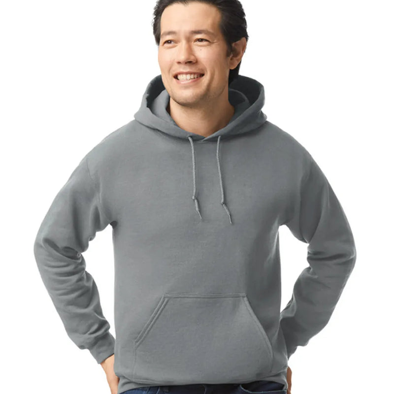Gildan 18500 Pullover Hoodie Cotton Blend Fabric - Graphite Heather, Classic Fit, Double-Lined Hood (1 Piece)