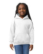 Gildan 18500B Youth Pullover Hoodie - White - Cotton Blend Fabric, White, Classic Fit, Pouch Pocket (1 Unit)