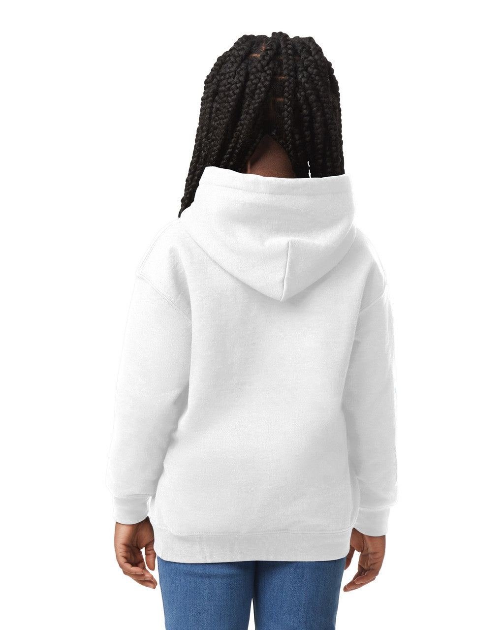 Gildan 18500B Youth Pullover Hoodie - White - Cotton Blend Fabric, White, Classic Fit, Pouch Pocket (1 Unit)