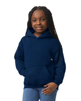 Gildan 18500B Youth Pullover Hoodie - Navy Fleece Fabric - Navy, Classic Fit, Seamless Body (1 Piece)