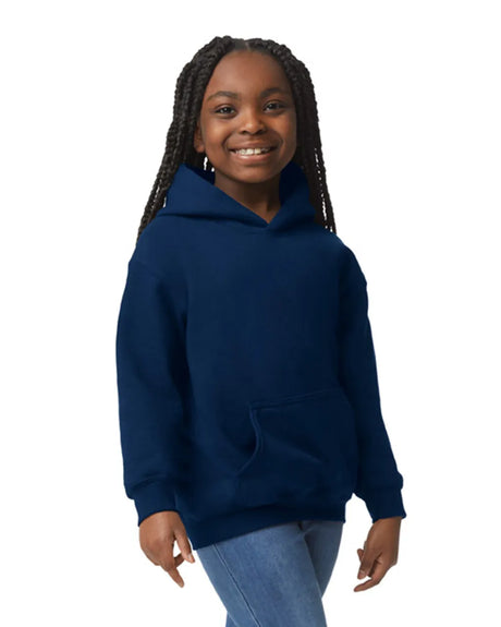 Gildan 18500B Youth Pullover Hoodie - Navy Fleece Fabric - Navy, Classic Fit, Seamless Body (1 Piece)