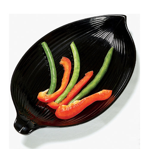 G. E. T. Melamine Leaf Plate, 10.5," Black Elegance Series - Case of 24